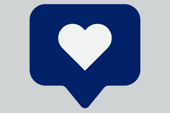 Love heart in chat bubble