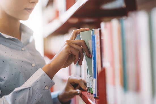 Researcher in library