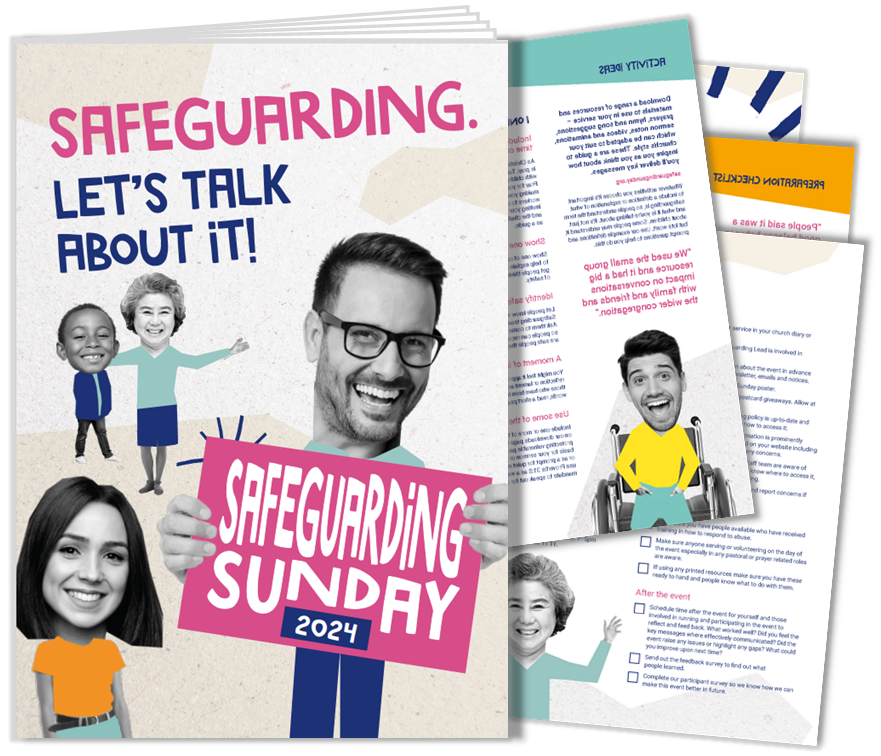 Image of resource pack for Safeguarding Sunday with the headline Safeguarding: Let's talk about it!