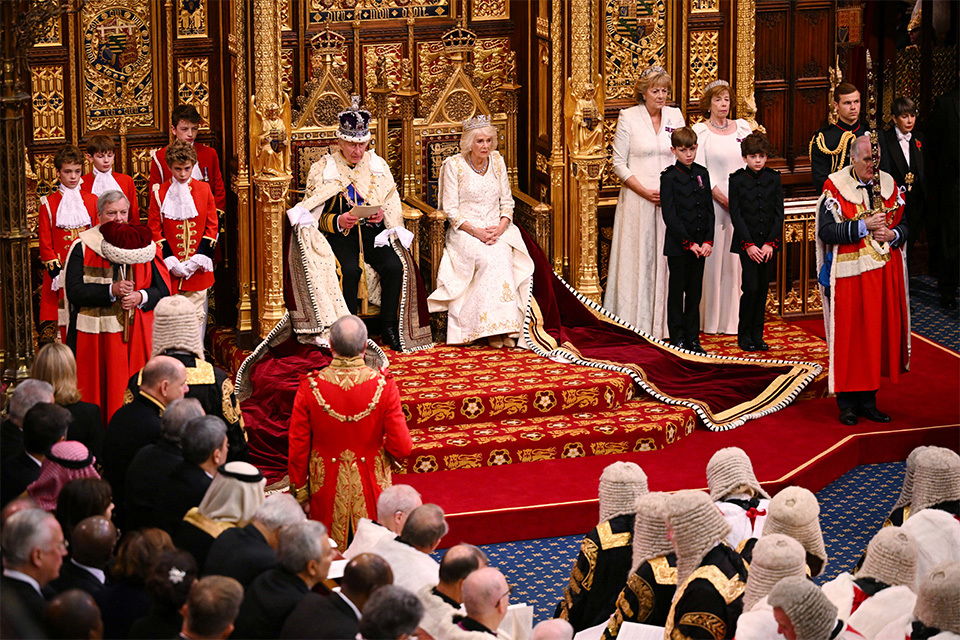 King Charles and Queen Camilla at the state opening of parliament 2024