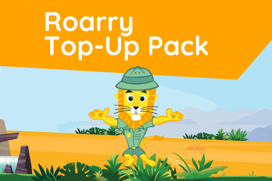 Image of Roarry the lion with a 'Roarry Top-Up Pack' title