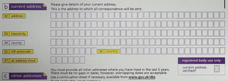 Registered body use only box - Section B