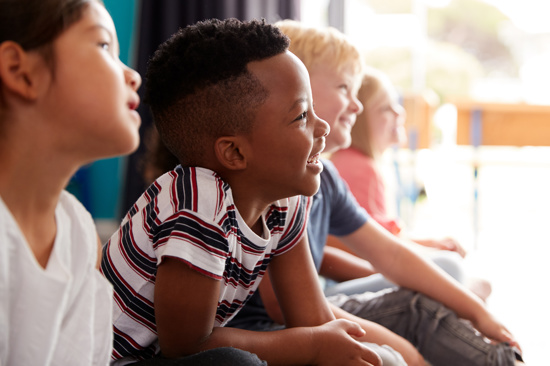 Happy diverse group of children